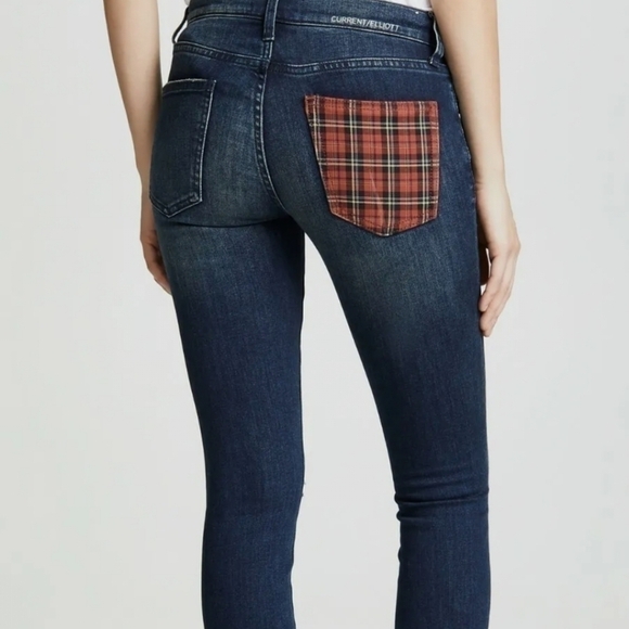 Current Elliott The Stiletto Tartan Plaid Pocket Skinny Jeans, Sz 27 - Picture 9 of 11